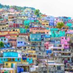 The landscape showing colorful houses