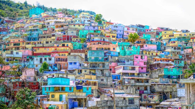 The landscape showing colorful houses