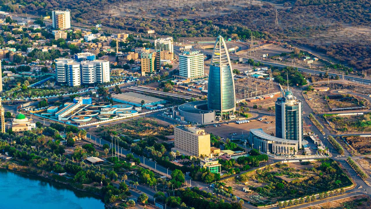 Aerial photo of the area of Sudanese capital Khartoum